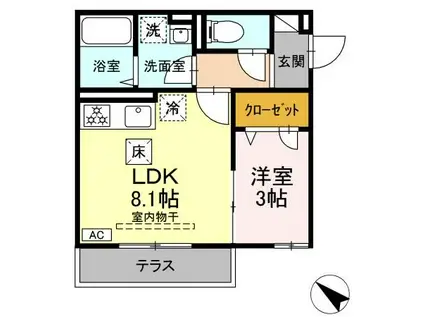 レジデンス代官町(1LDK/1階)の間取り写真