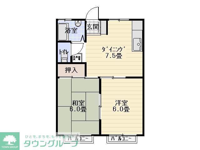 ベイショアパーク(2DK/1階)の間取り写真