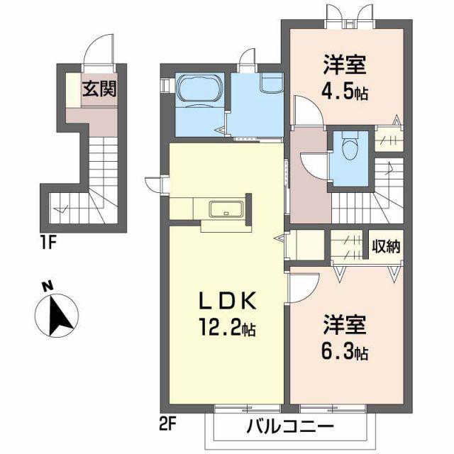 シャーメゾン大森 B棟(2LDK/2階)の間取り写真