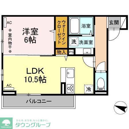 ハイクレア篠崎(1LDK/3階)の間取り写真