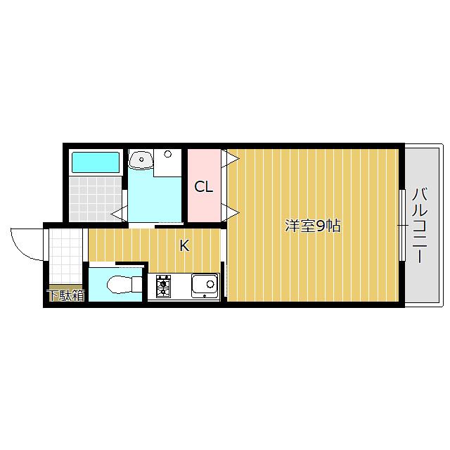 SAKYO21長沼(1K/2階)の間取り写真