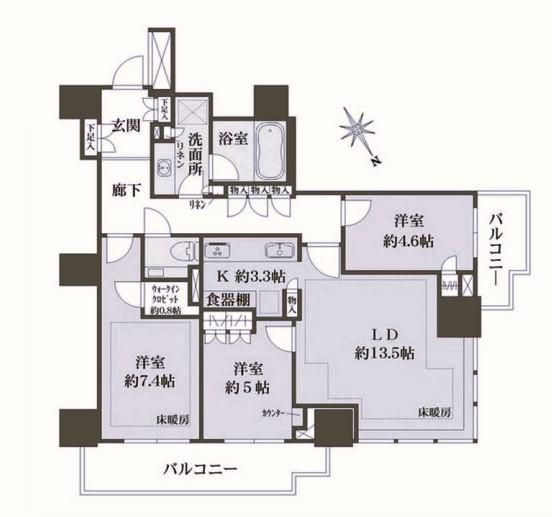 ザ・パークハウス三田ガーデン タワー棟(2LDK/6階)の間取り写真