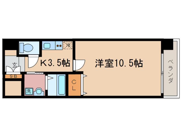 ブエナビスタ南草津(1K/1階)の間取り写真
