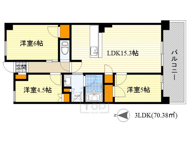 ロジュマン千里中央ヒルズ(3LDK/1階)の間取り写真