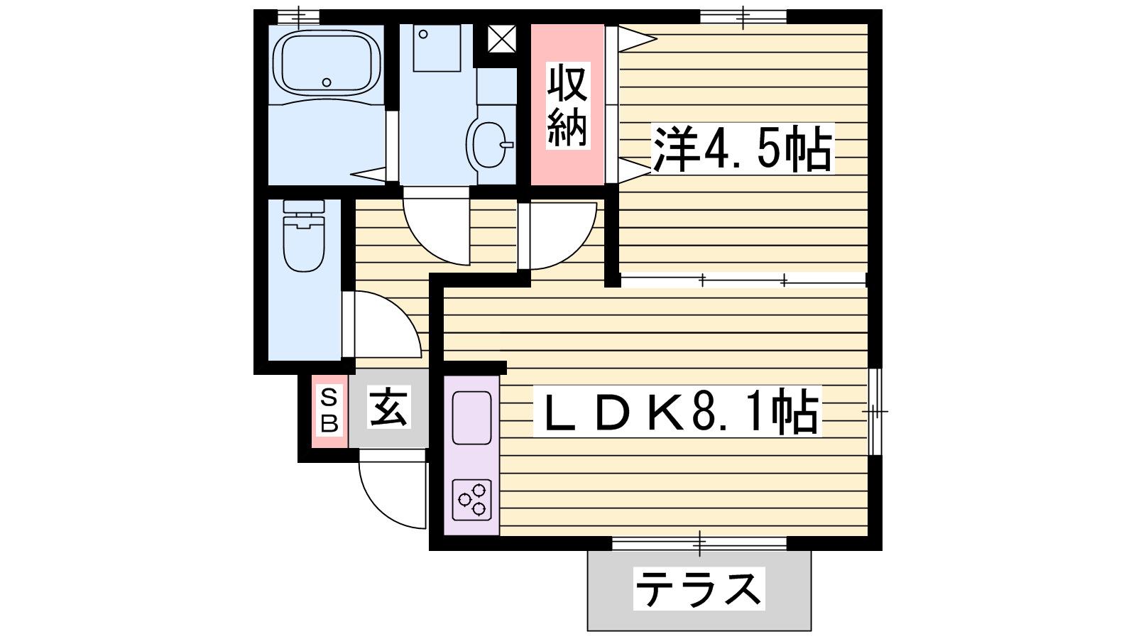 アインスコート(1LDK/1階)の間取り写真