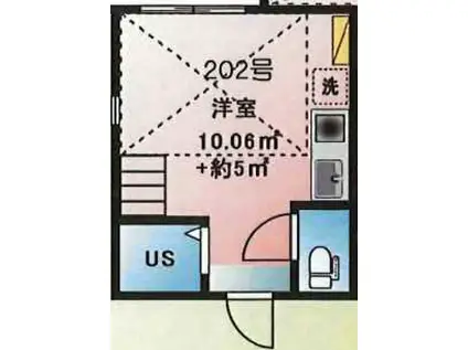 ルームズ笹塚 B棟(ワンルーム/2階)の間取り写真
