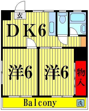 五反野シルバーハイツ(2DK/3階)の間取り写真