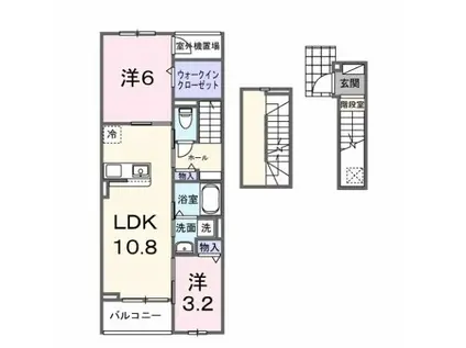 クレッシェンド石ヶ瀬(2LDK/3階)の間取り写真