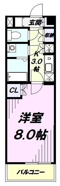 パルクサイド(1K/3階)の間取り写真
