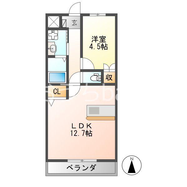 コーポオオノ(1LDK/1階)の間取り写真