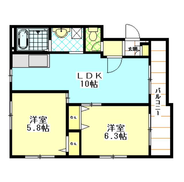 本郷TMマンション(2LDK/2階)の間取り写真