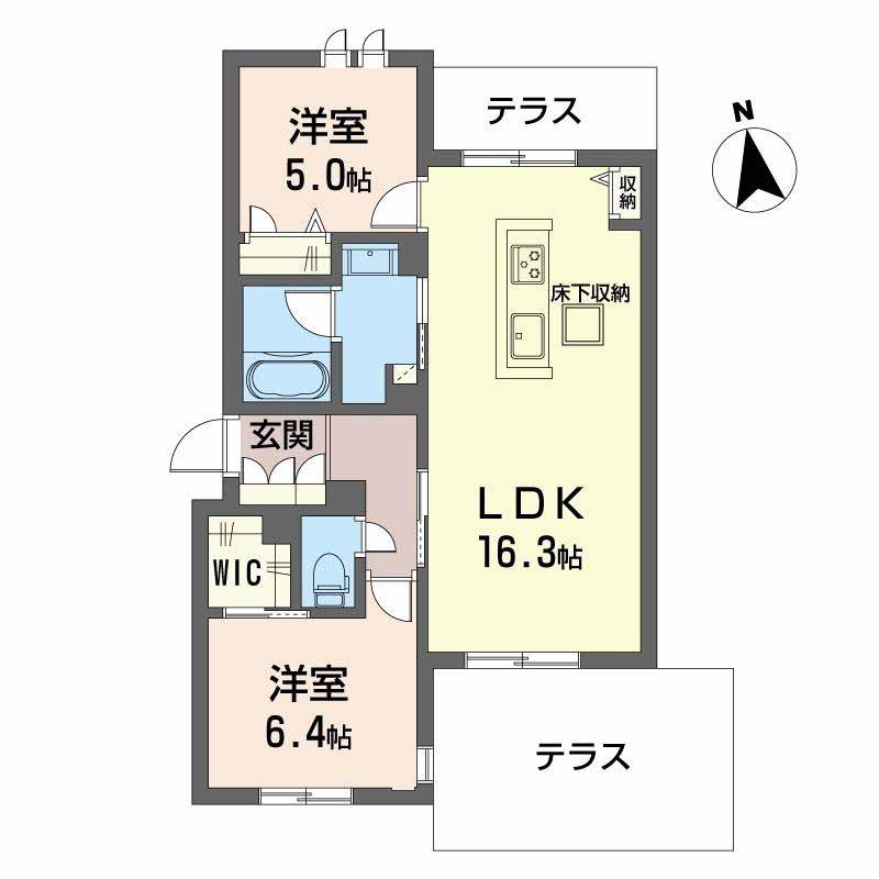 グランステラ鳳(2LDK/1階)の間取り写真