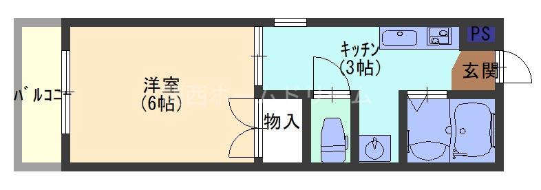 マンションからたち(1K/1階)の間取り写真