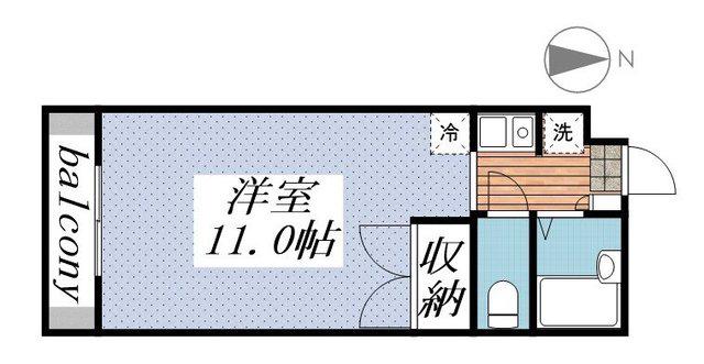 グリーンヒルズE(1K/1階)の間取り写真