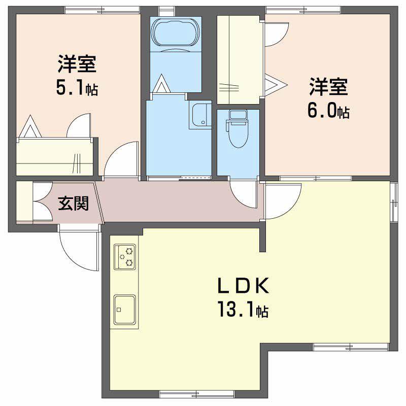 プレミール(2LDK/1階)の間取り写真
