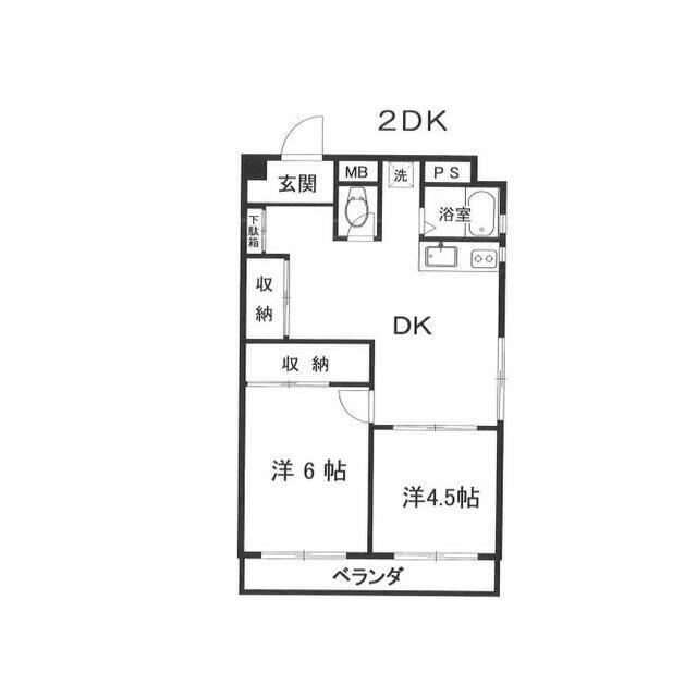 フラワー御殿山ハイツ(2LDK/6階)の間取り写真