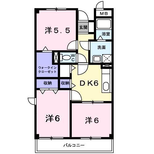 マルベル宇多津(3DK/4階)の間取り写真