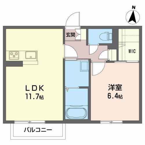 ヴェル ボンヌ ウエスト 壱番館(1LDK/1階)の間取り写真