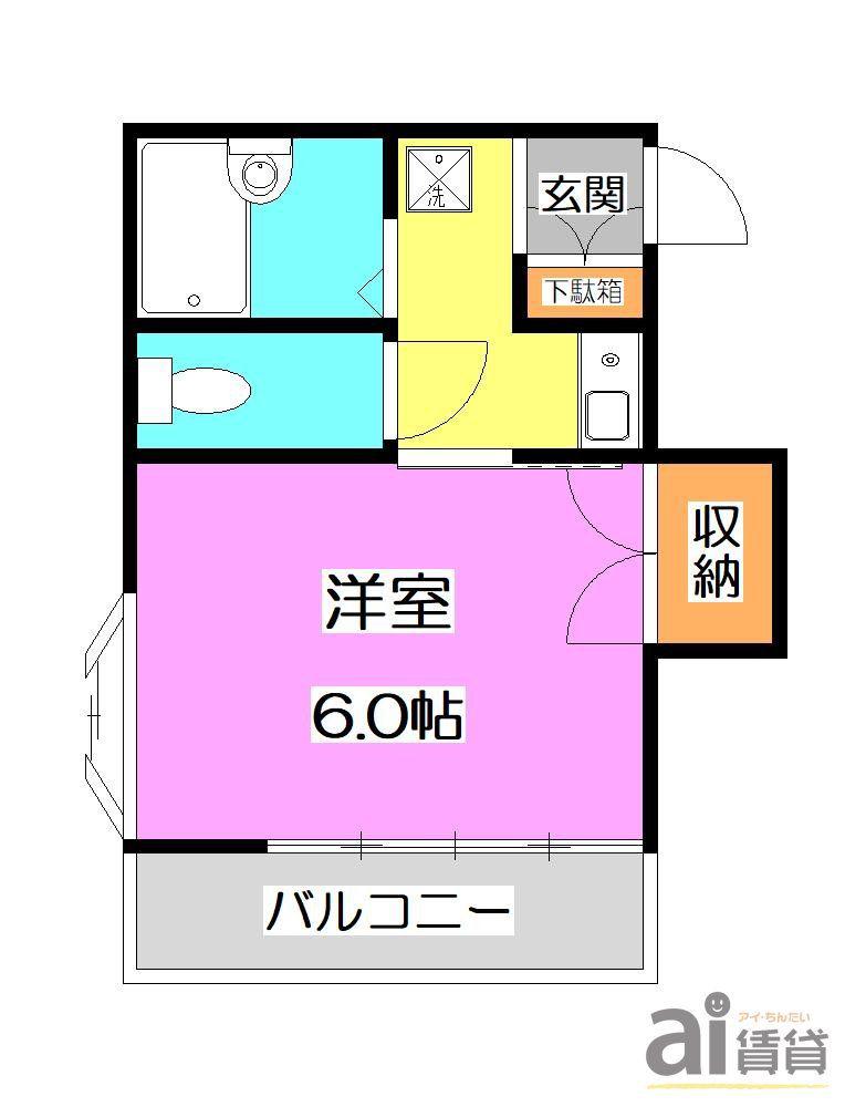 レイクサイドコーポ入曽(1K/2階)の間取り写真