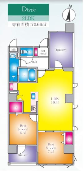 PJ TREE NEST(2LDK/5階)の間取り写真