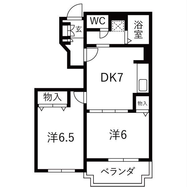サフィニアガーデンA棟(2DK/1階)の間取り写真