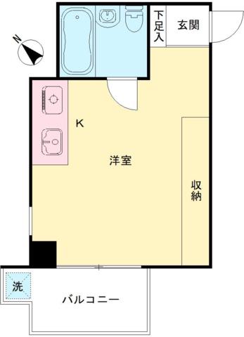 ハウスアムバンホフ(ワンルーム/2階)の間取り写真