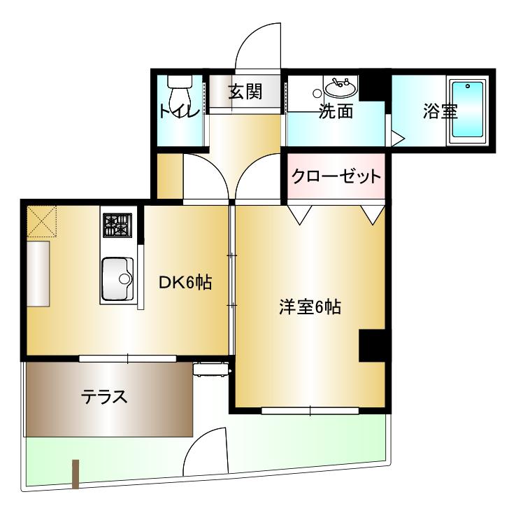 アーバニティハイムV(1DK/1階)の間取り写真