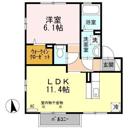 アビタシオン B(1LDK/1階)の間取り写真