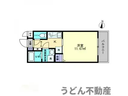 LAVITA扇町(1K/1階)の間取り写真