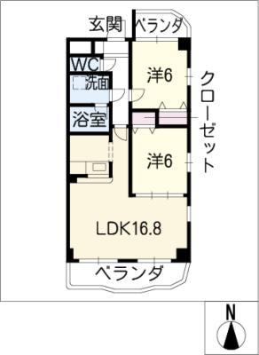 セントレア余野(2LDK/1階)の間取り写真