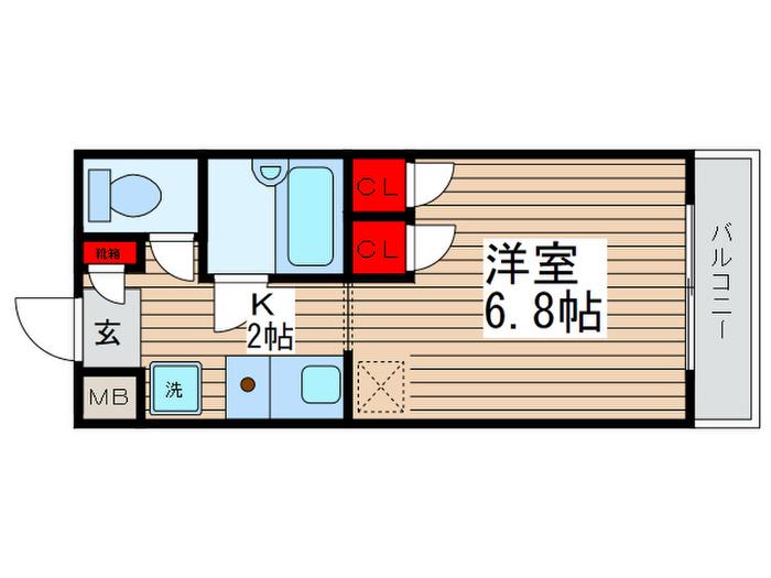 カーサIM(1K/4階)の間取り写真