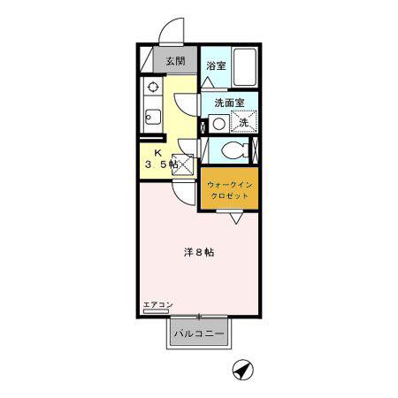 シャルム マノワール A(1K/1階)の間取り写真