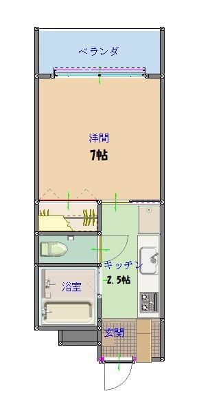 CASTLE2(1K/4階)の間取り写真