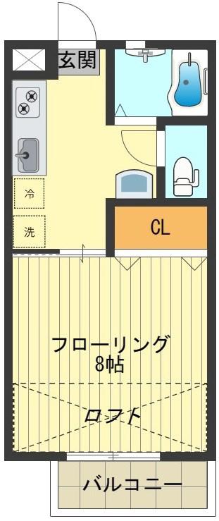 ネオコーポ千鶴(1K/2階)の間取り写真