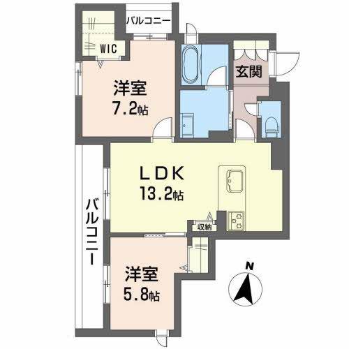 シャーメゾン リバーダイヤ(2LDK/3階)の間取り写真