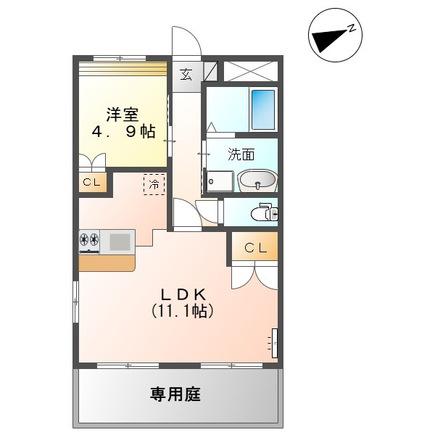 M・コンフォール(1LDK/1階)の間取り写真