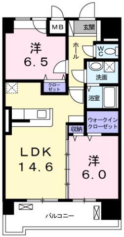 グランクリュ佐古 ウエスト(2LDK/12階)の間取り写真