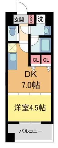 プレジオ西宮(1DK/5階)の間取り写真