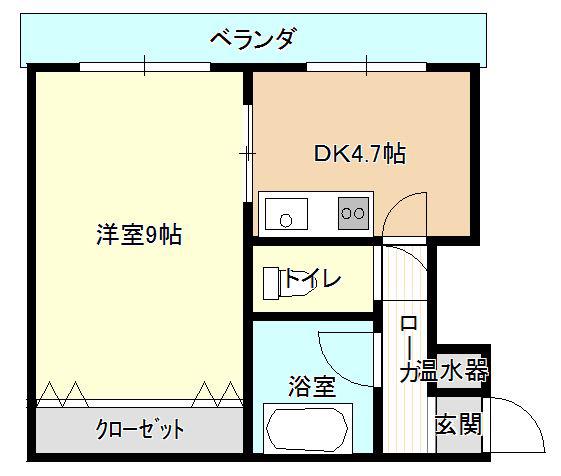 リボン長岡(1DK/1階)の間取り写真