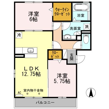 エスペランサ(2LDK/2階)の間取り写真