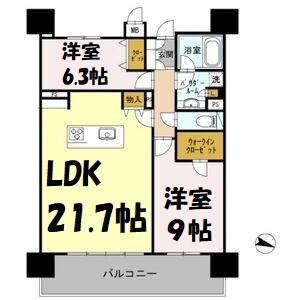 ロイヤルパークスERささしま(2LDK/17階)の間取り写真