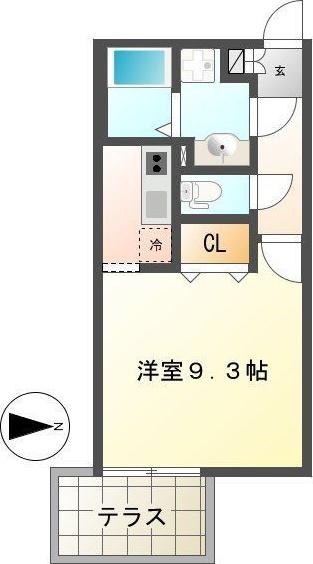 BRANCHE金山(ワンルーム/1階)の間取り写真