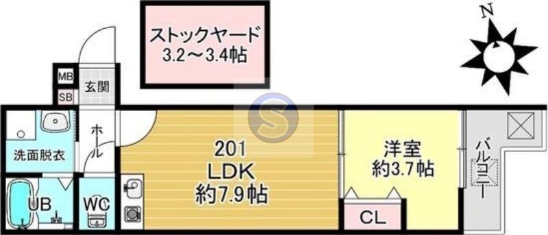BKB仙石屋敷(1LDK/2階)の間取り写真