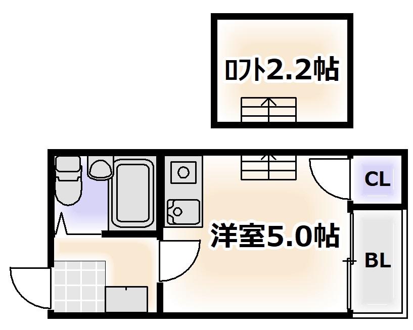 シャンクレール日本橋(1SK/4階)の間取り写真