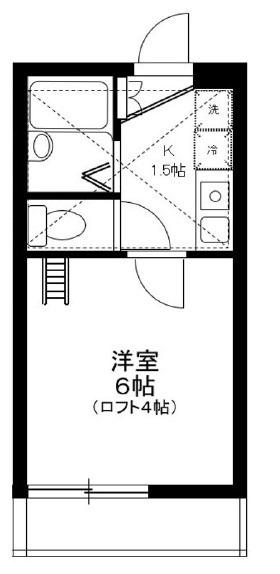 ロバリア古淵(1K/2階)の間取り写真