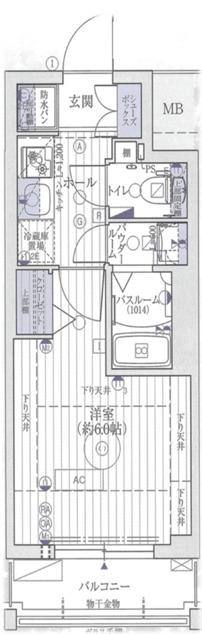 エステムコート心斎橋CENTRAL(1K/2階)の間取り写真