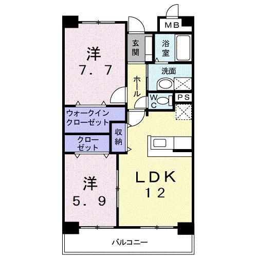 ボナール諏訪(2LDK/2階)の間取り写真