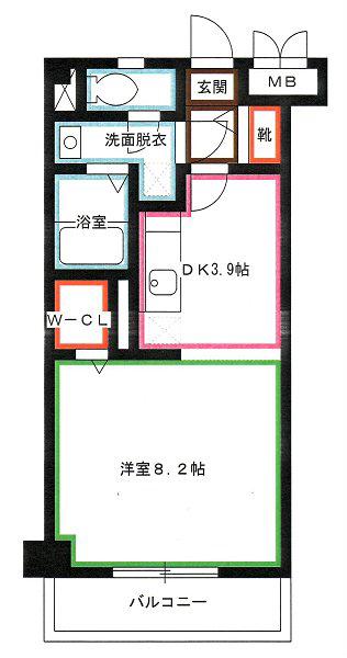 グランツ野川公園(1DK/3階)の間取り写真