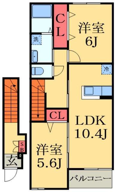 サンライズ(2LDK/2階)の間取り写真
