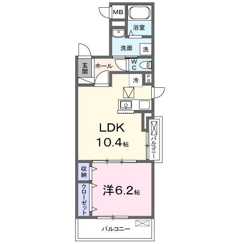 フィオーレカーサ(1LDK/1階)の間取り写真